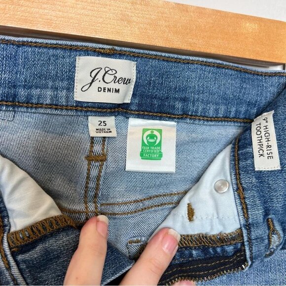 J Crew Denim Womens Size 25 9" High Rise Toothpick Jeans Light Wash Stretch - Picture 10 of 12